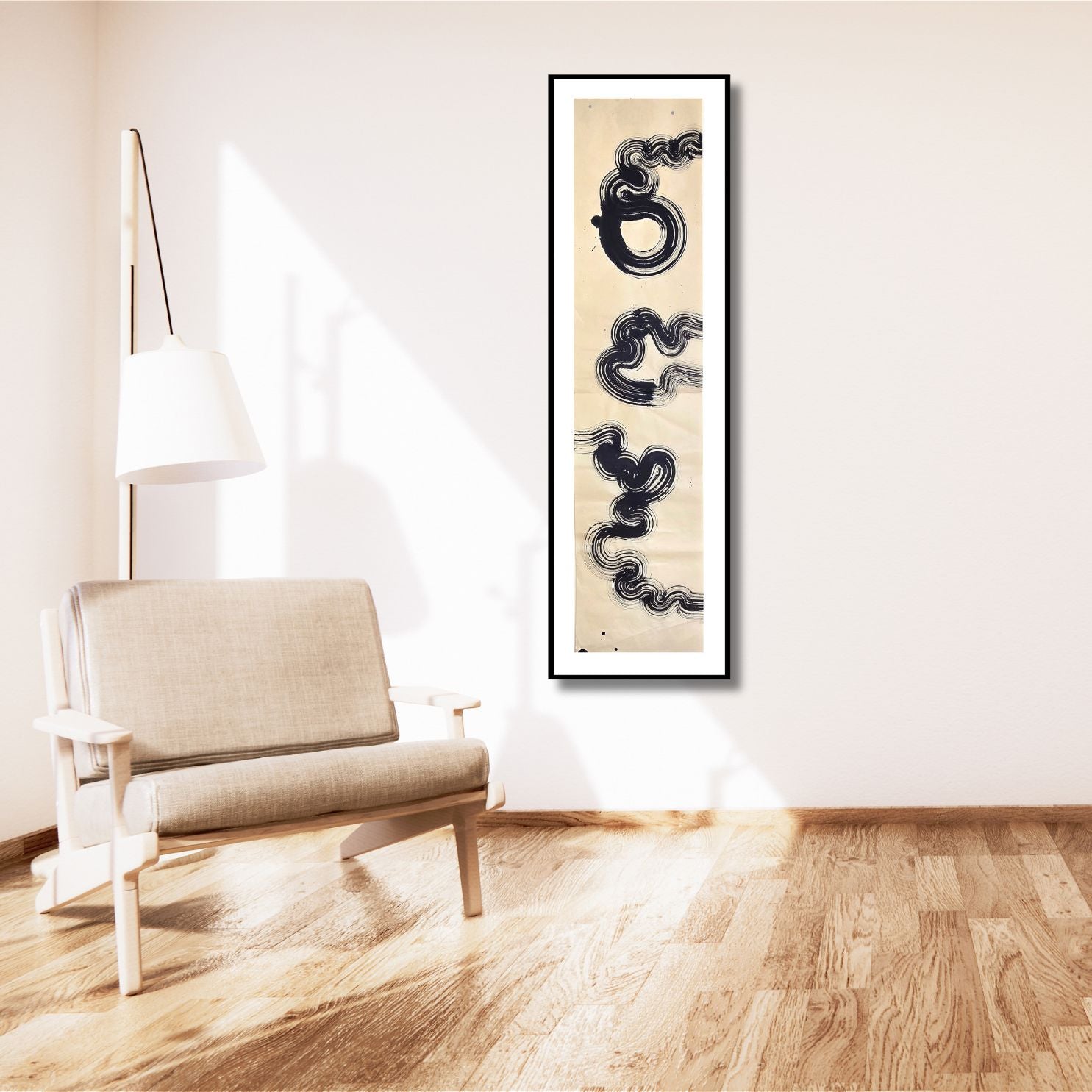 Vertical Gesture — Original Ink Scroll on Handmade Asian Paper Artwork Elizabeth Schowachert Art