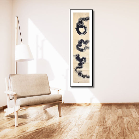 Vertical Gesture — Original Ink Scroll on Handmade Asian Paper Artwork Elizabeth Schowachert Art