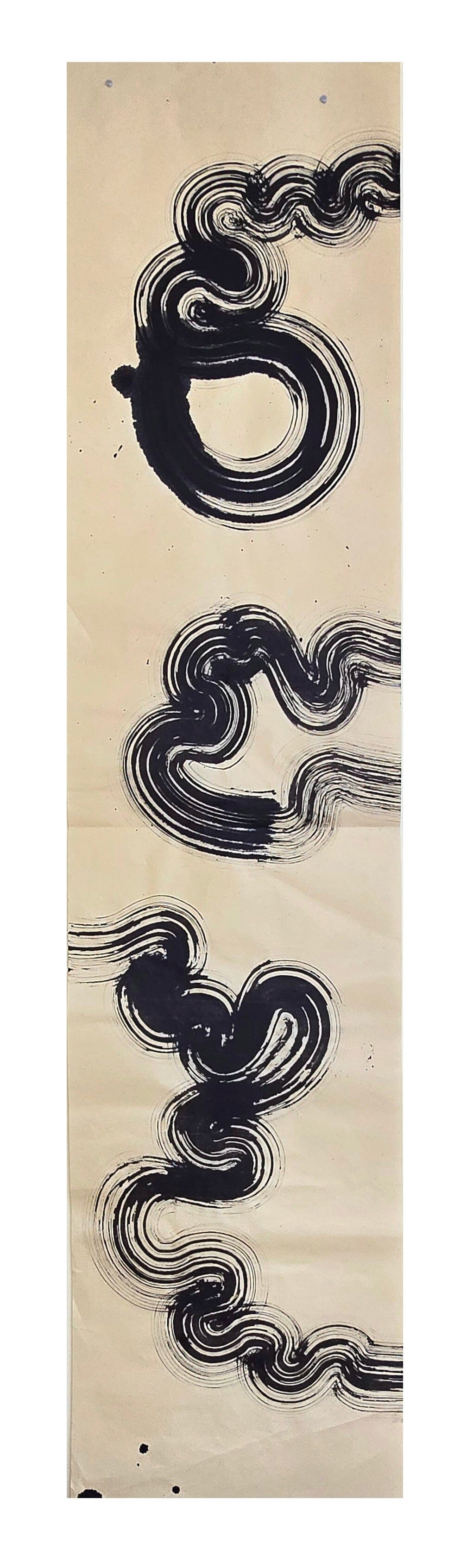 Vertical Gesture — Original Ink Scroll on Handmade Asian Paper Artwork Elizabeth Schowachert Art
