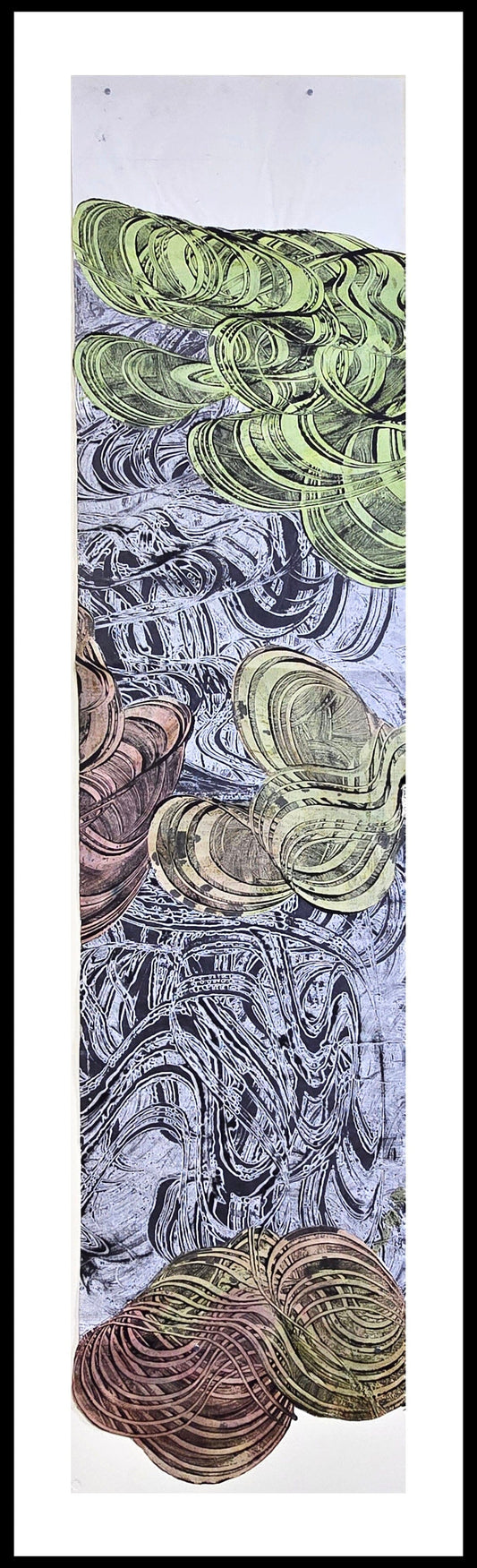 Vertical Study: Intervals — Encaustic Monotype Scroll with Hand-Applied Ink Artwork Elizabeth Schowachert Art