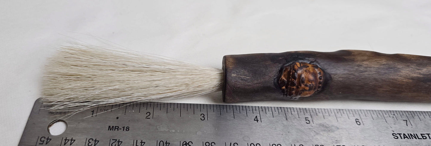 White Horsehair Brush – Driftwood Handle with Buddha Embellishment Paintbrushes Elizabeth Schowachert Art