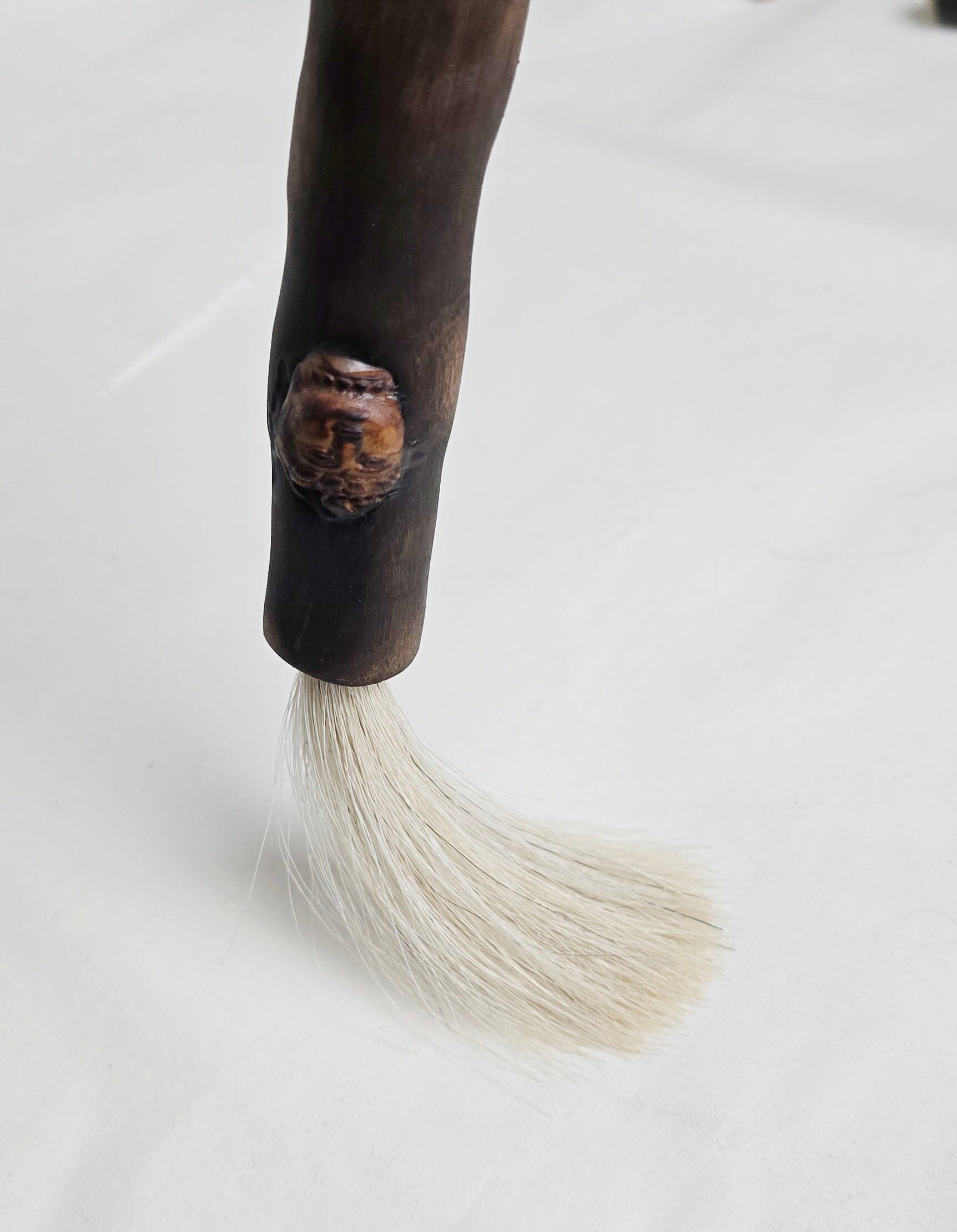 White Horsehair Brush – Driftwood Handle with Buddha Embellishment Paintbrushes Elizabeth Schowachert Art