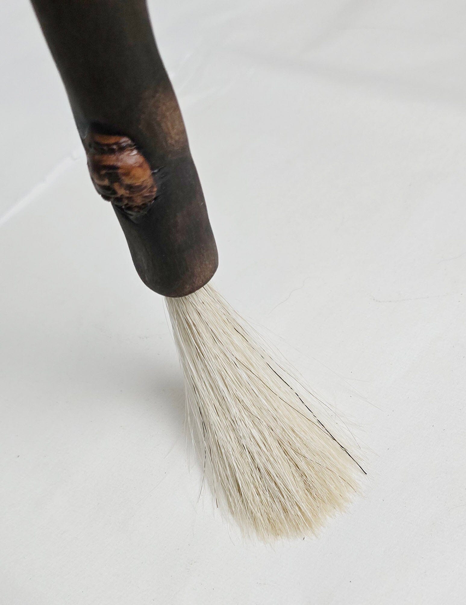 White Horsehair Brush – Driftwood Handle with Buddha Embellishment Paintbrushes Elizabeth Schowachert Art