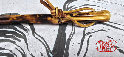 White Horsehair Brush with Painted Ceramic Ferrule &amp; “Embers” Bamboo Handle Paintbrush Elizabeth Schowachert Art