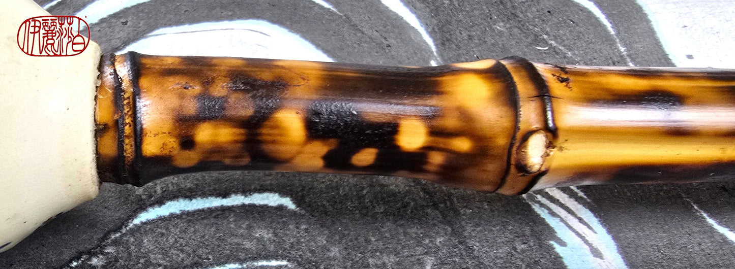 White Horsehair Brush with Painted Ceramic Ferrule &amp; “Embers” Bamboo Handle Paintbrush Elizabeth Schowachert Art