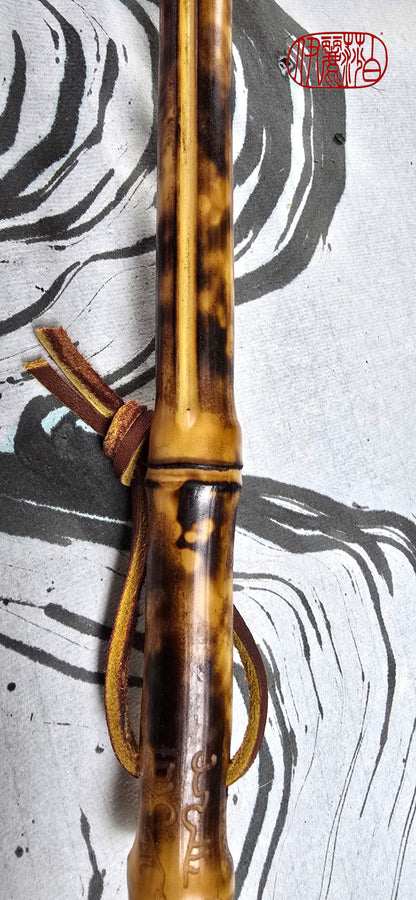 White Horsehair Brush with Painted Ceramic Ferrule &amp; “Embers” Bamboo Handle Paintbrush Elizabeth Schowachert Art