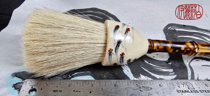 White Horsehair Brush with Painted Ceramic Ferrule &amp; “Embers” Bamboo Handle Paintbrush Elizabeth Schowachert Art