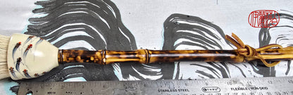 White Horsehair Brush with Painted Ceramic Ferrule &amp; “Embers” Bamboo Handle Paintbrush Elizabeth Schowachert Art