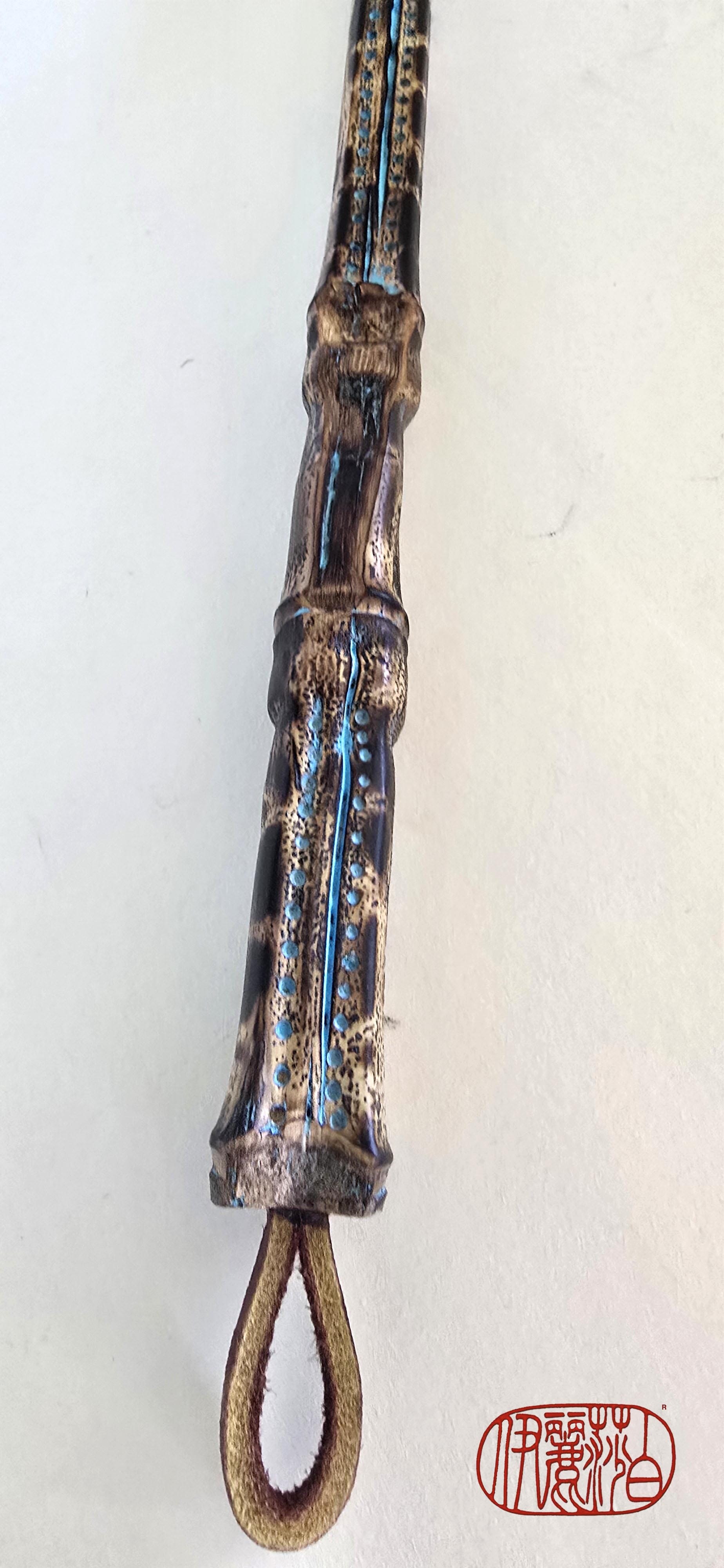 White Horsehair Painting Brush – Burned Bamboo Handle with Turquoise Detail Paintbrush Elizabeth Schowachert Art