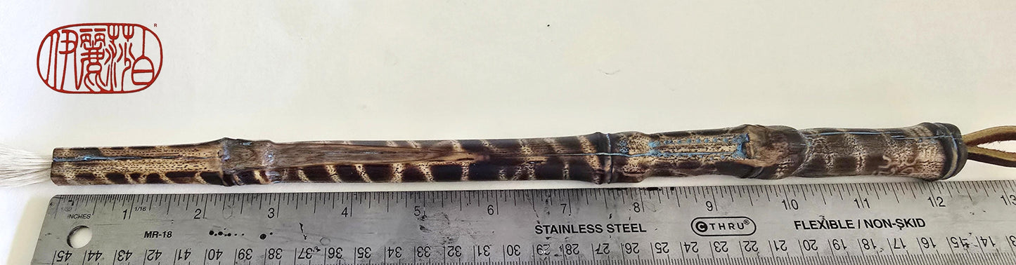 White Horsehair Painting Brush – Burned Bamboo Handle with Turquoise Detail Paintbrush Elizabeth Schowachert Art