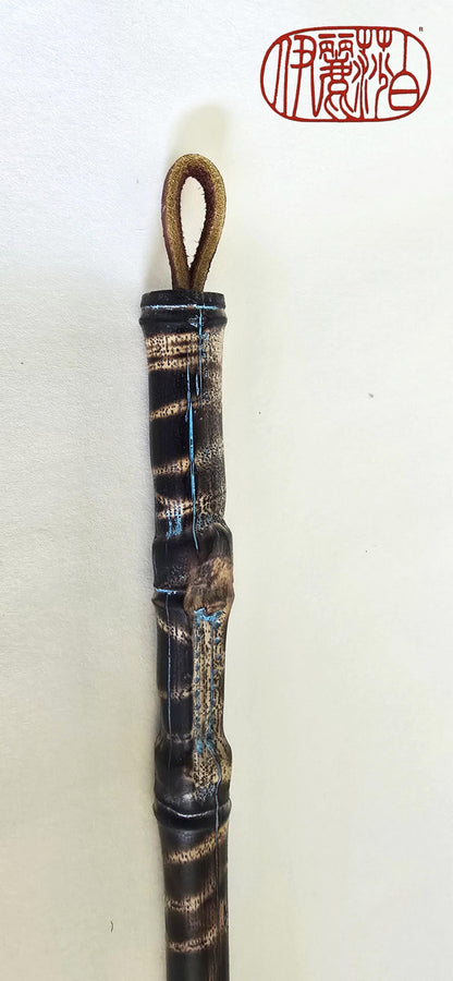 White Horsehair Painting Brush – Burned Bamboo Handle with Turquoise Detail Paintbrush Elizabeth Schowachert Art