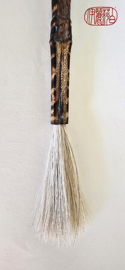 White Horsehair Painting Brush – Burned Bamboo Handle with Turquoise Detail Paintbrush Elizabeth Schowachert Art