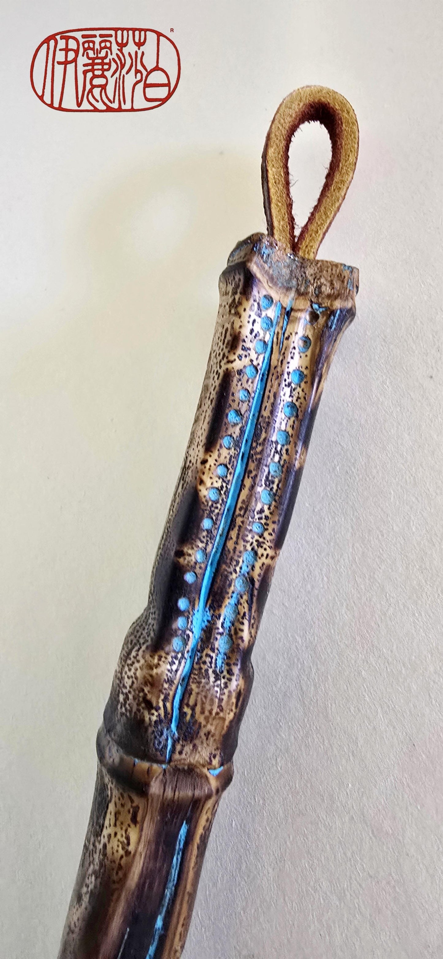 White Horsehair Painting Brush – Burned Bamboo Handle with Turquoise Detail Paintbrush Elizabeth Schowachert Art