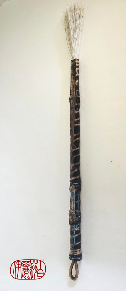 White Horsehair Painting Brush – Burned Bamboo Handle with Turquoise Detail Paintbrush Elizabeth Schowachert Art
