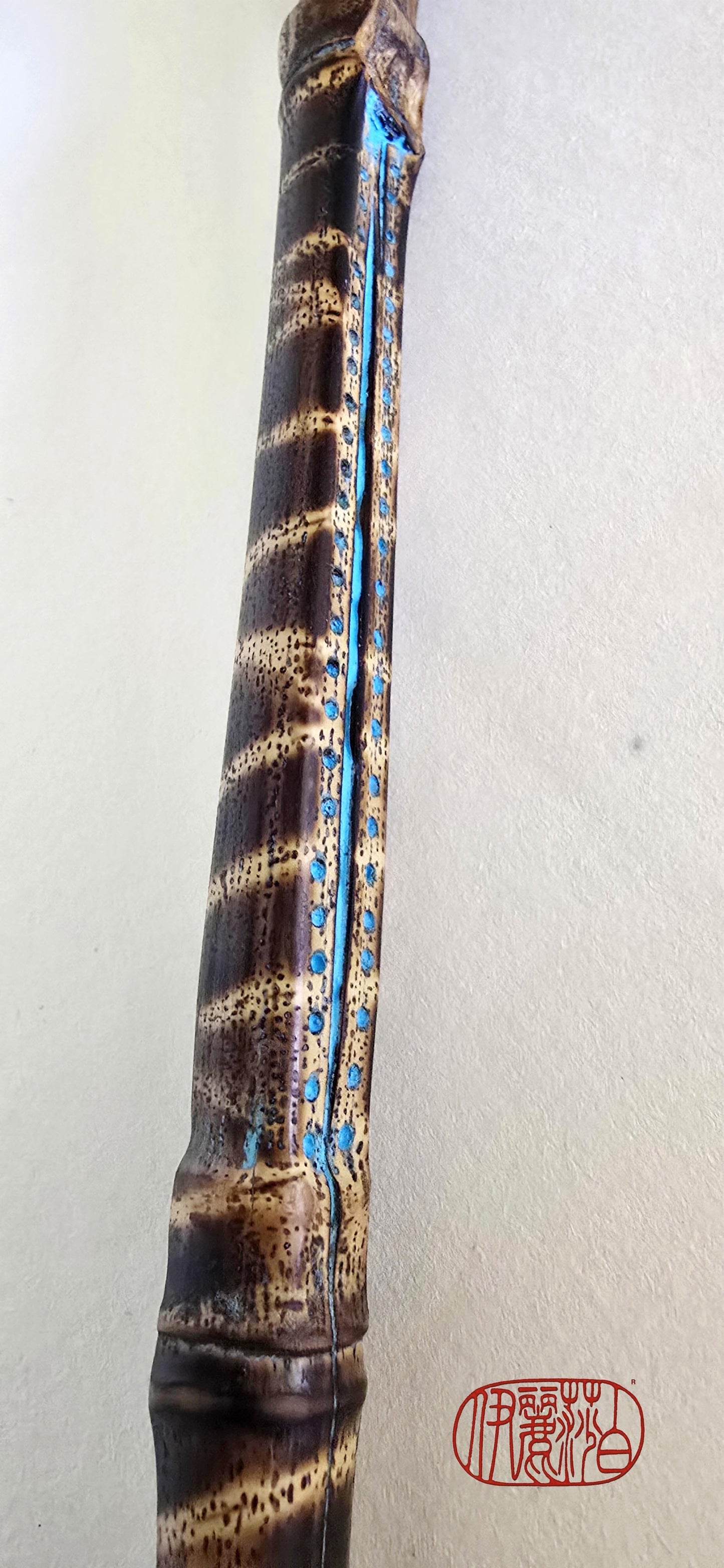 White Horsehair Painting Brush – Burned Bamboo Handle with Turquoise Detail Paintbrush Elizabeth Schowachert Art