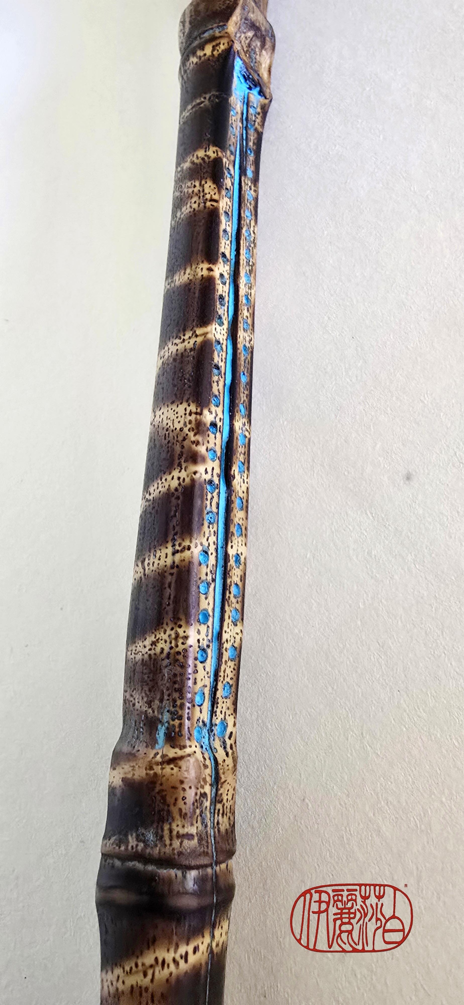 White Horsehair Painting Brush – Burned Bamboo Handle with Turquoise Detail Paintbrush Elizabeth Schowachert Art