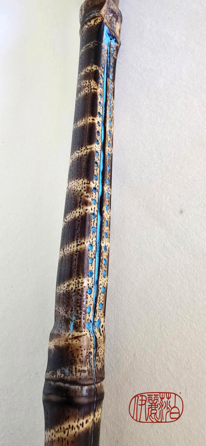 White Horsehair Painting Brush – Burned Bamboo Handle with Turquoise Detail Paintbrush Elizabeth Schowachert Art