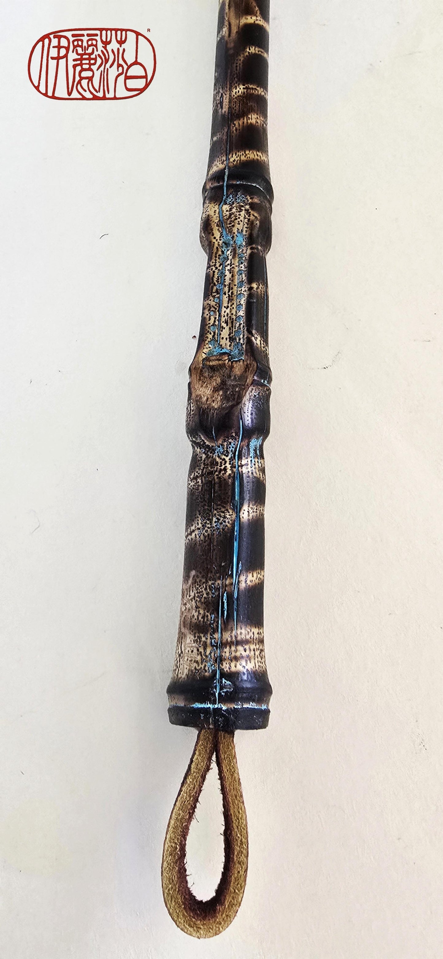 White Horsehair Painting Brush – Burned Bamboo Handle with Turquoise Detail Paintbrush Elizabeth Schowachert Art