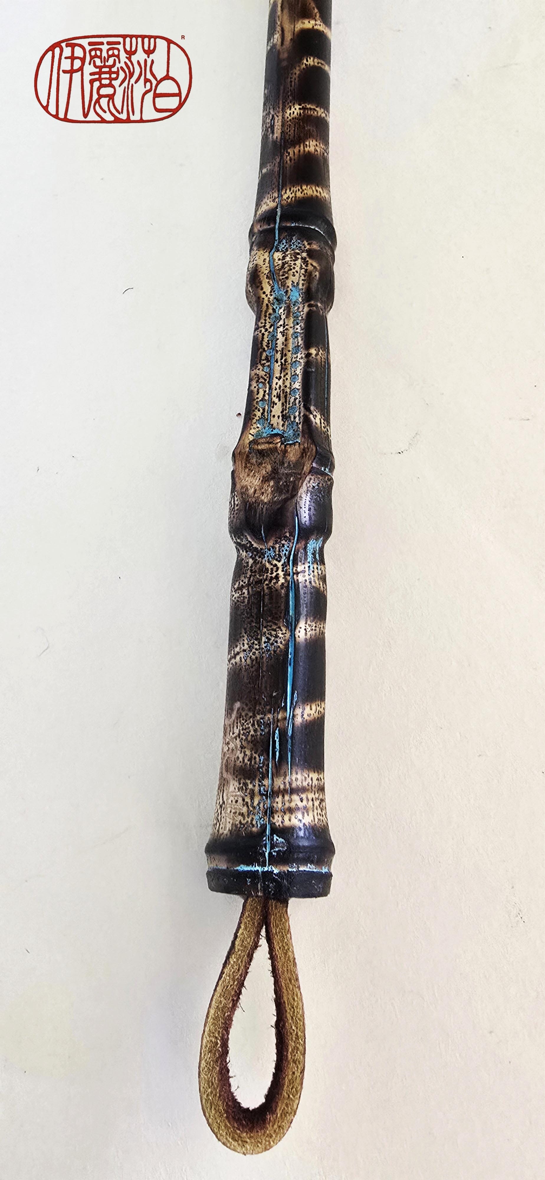 White Horsehair Painting Brush – Burned Bamboo Handle with Turquoise Detail Paintbrush Elizabeth Schowachert Art