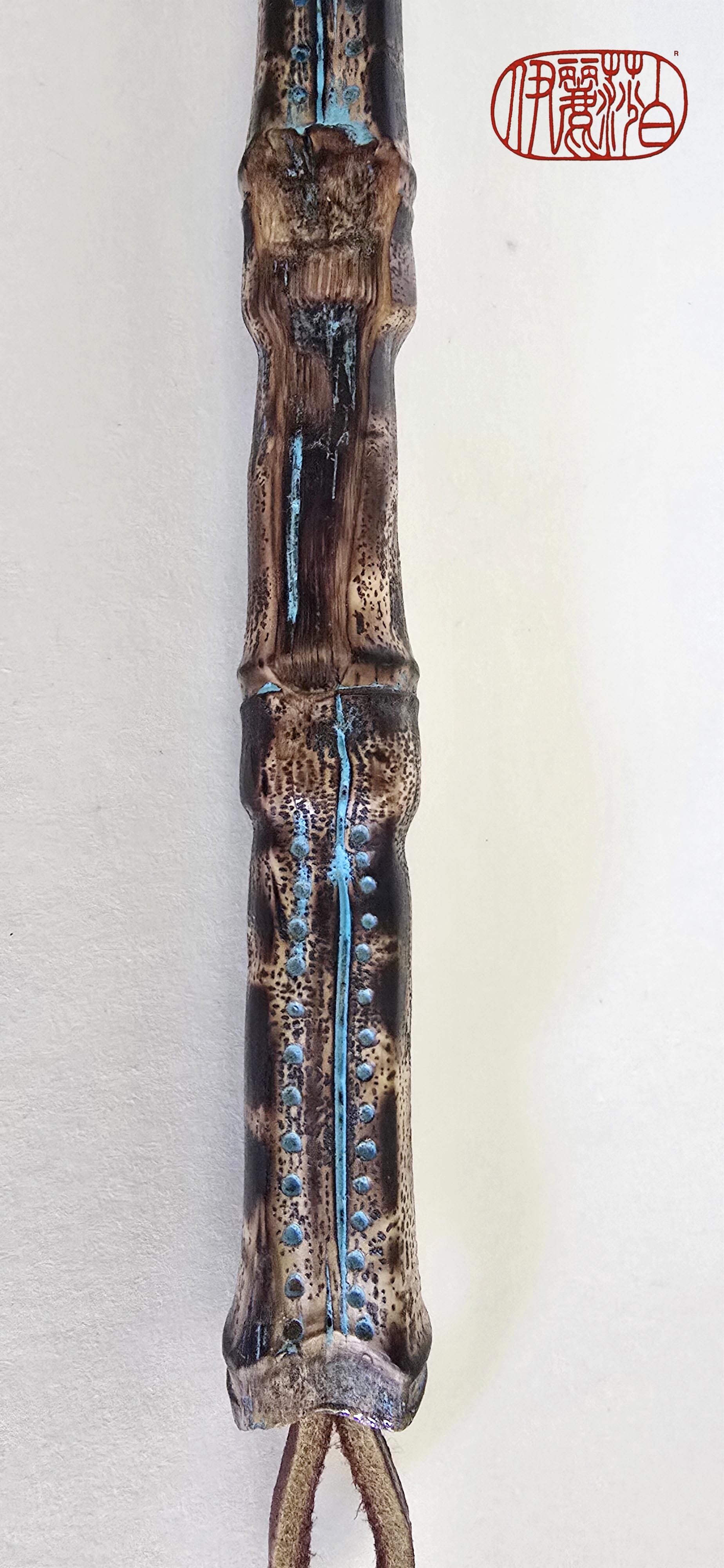 White Horsehair Painting Brush – Burned Bamboo Handle with Turquoise Detail Paintbrush Elizabeth Schowachert Art