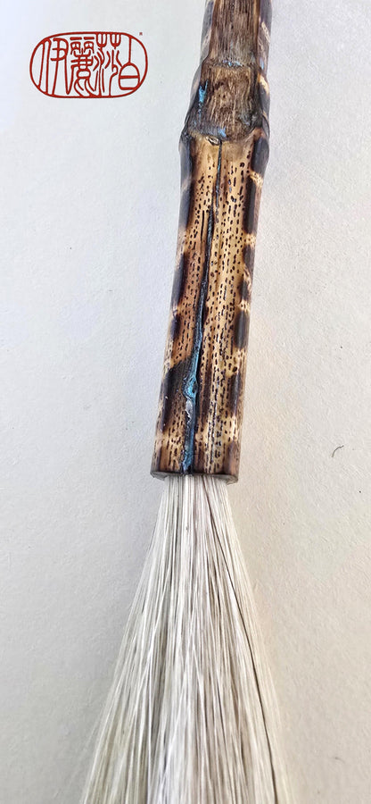White Horsehair Painting Brush – Burned Bamboo Handle with Turquoise Detail Paintbrush Elizabeth Schowachert Art