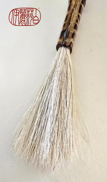 White Horsehair Painting Brush – Burned Bamboo Handle with Turquoise Detail Paintbrush Elizabeth Schowachert Art