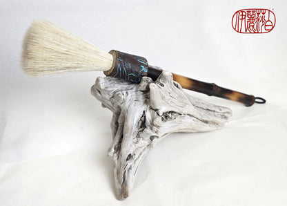 White Horsehair Sumi-e Style Brush with Tapered Bristle Head, Bamboo Handle and Driftwood Ferrule Paint brush Elizabeth Schowachert Art