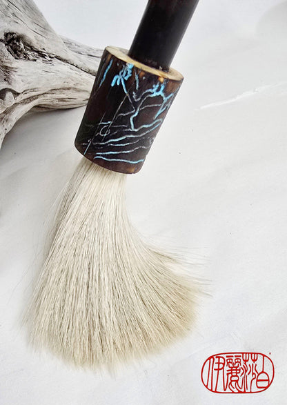 White Horsehair Sumi-e Style Brush with Tapered Bristle Head, Bamboo Handle and Driftwood Ferrule Paint brush Elizabeth Schowachert Art