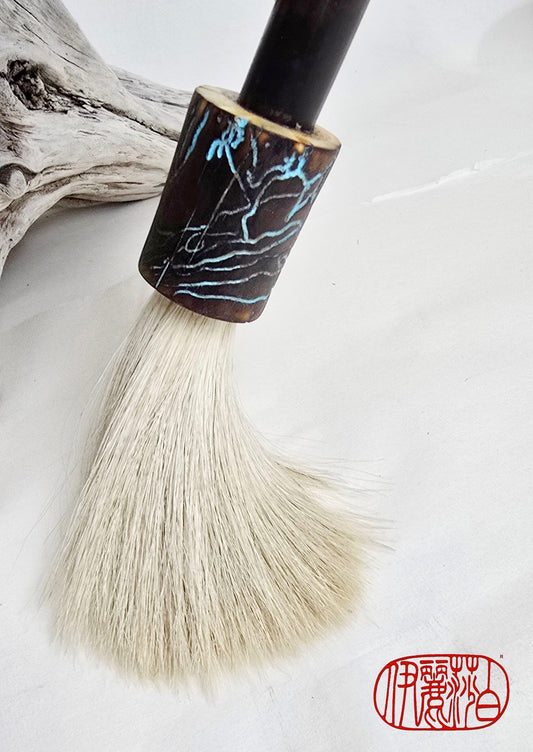 White Horsehair Sumi-e Style Brush with Tapered Bristle Head, Bamboo Handle and Driftwood Ferrule Paint brush Elizabeth Schowachert Art