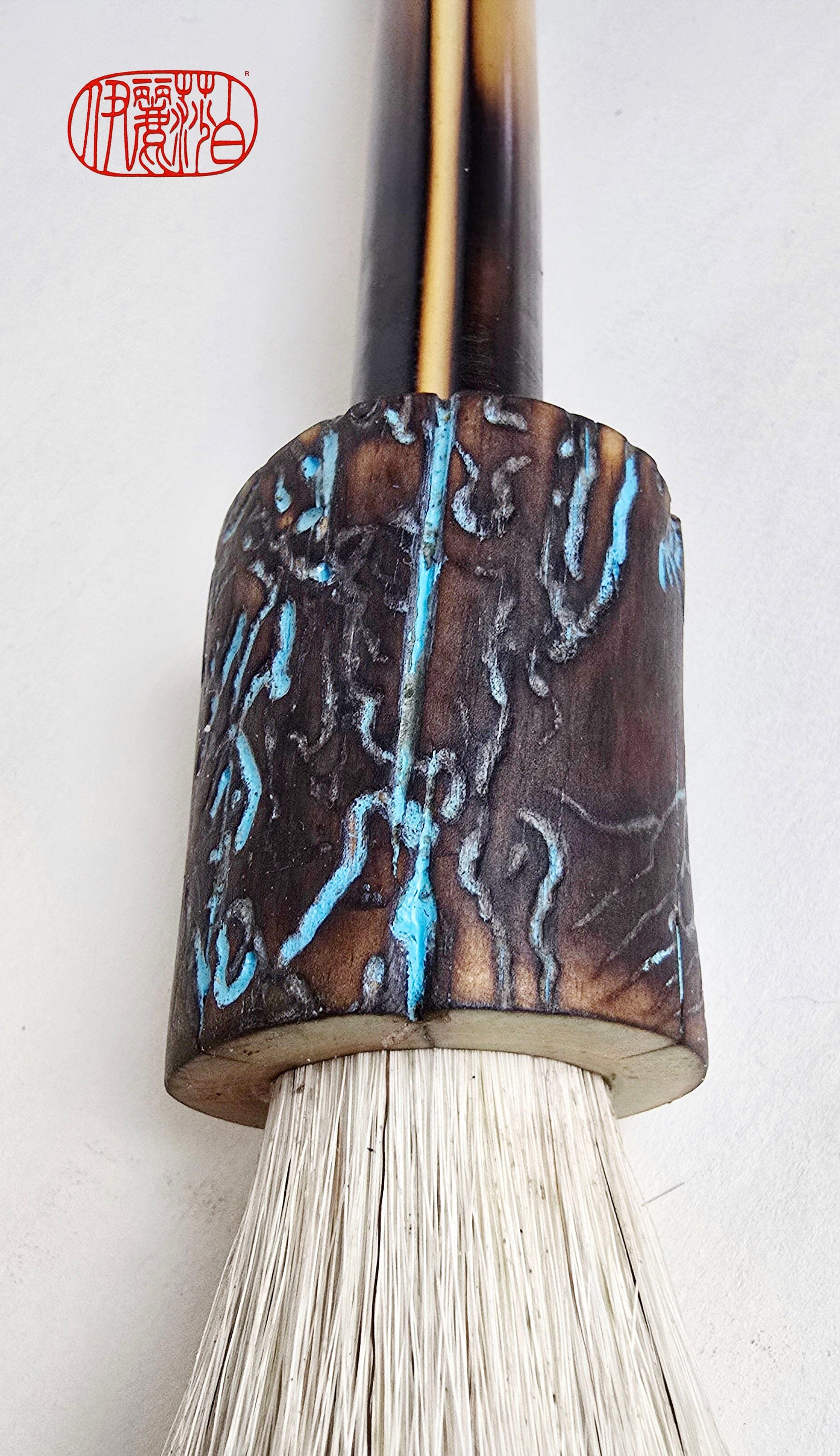 White Horsehair Sumi-e Style Brush with Tapered Bristle Head, Bamboo Handle and Driftwood Ferrule Paint brush Elizabeth Schowachert Art