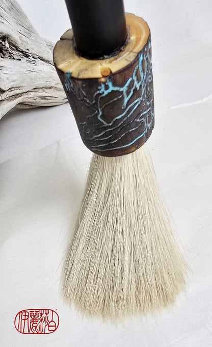 White Horsehair Sumi-e Style Brush with Tapered Bristle Head, Bamboo Handle and Driftwood Ferrule Paint brush Elizabeth Schowachert Art