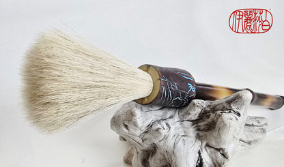 White Horsehair Sumi-e Style Brush with Tapered Bristle Head, Bamboo Handle and Driftwood Ferrule Paint brush Elizabeth Schowachert Art