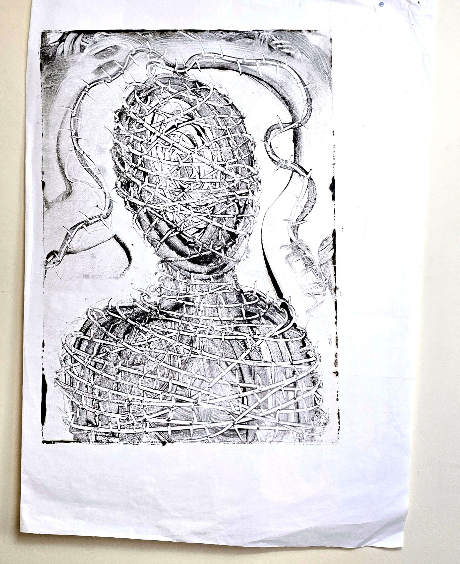 Within Resistance – Original Encaustic Monotype on Handmade Asian Paper Artwork Elizabeth Schowachert Art