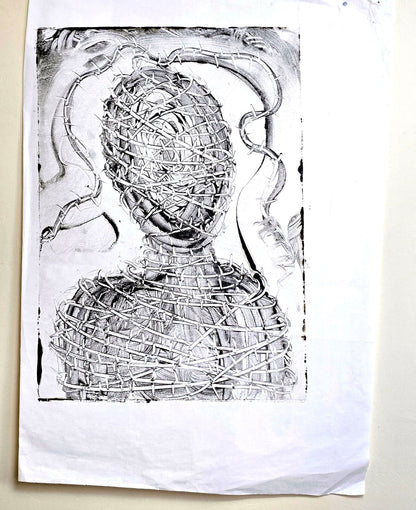 Within Resistance – Original Encaustic Monotype on Handmade Asian Paper Artwork Elizabeth Schowachert Art