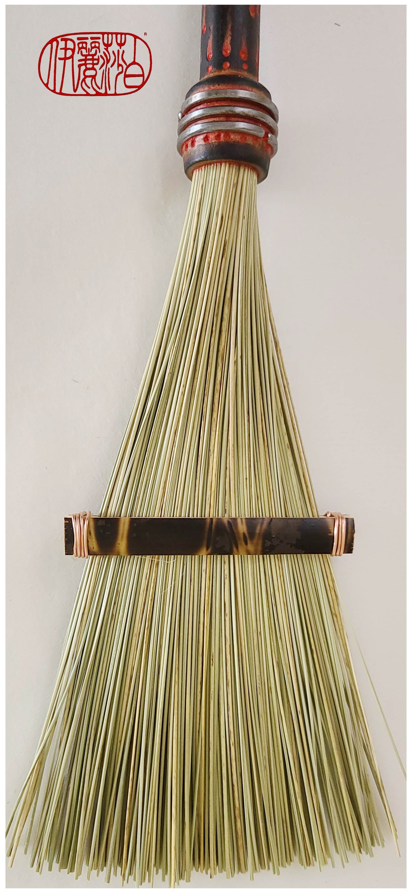 African Broom Fiber Fan (9" Long) Paintbrush With Bobbin Handle Art Supplies Elizabeth Schowachert Art