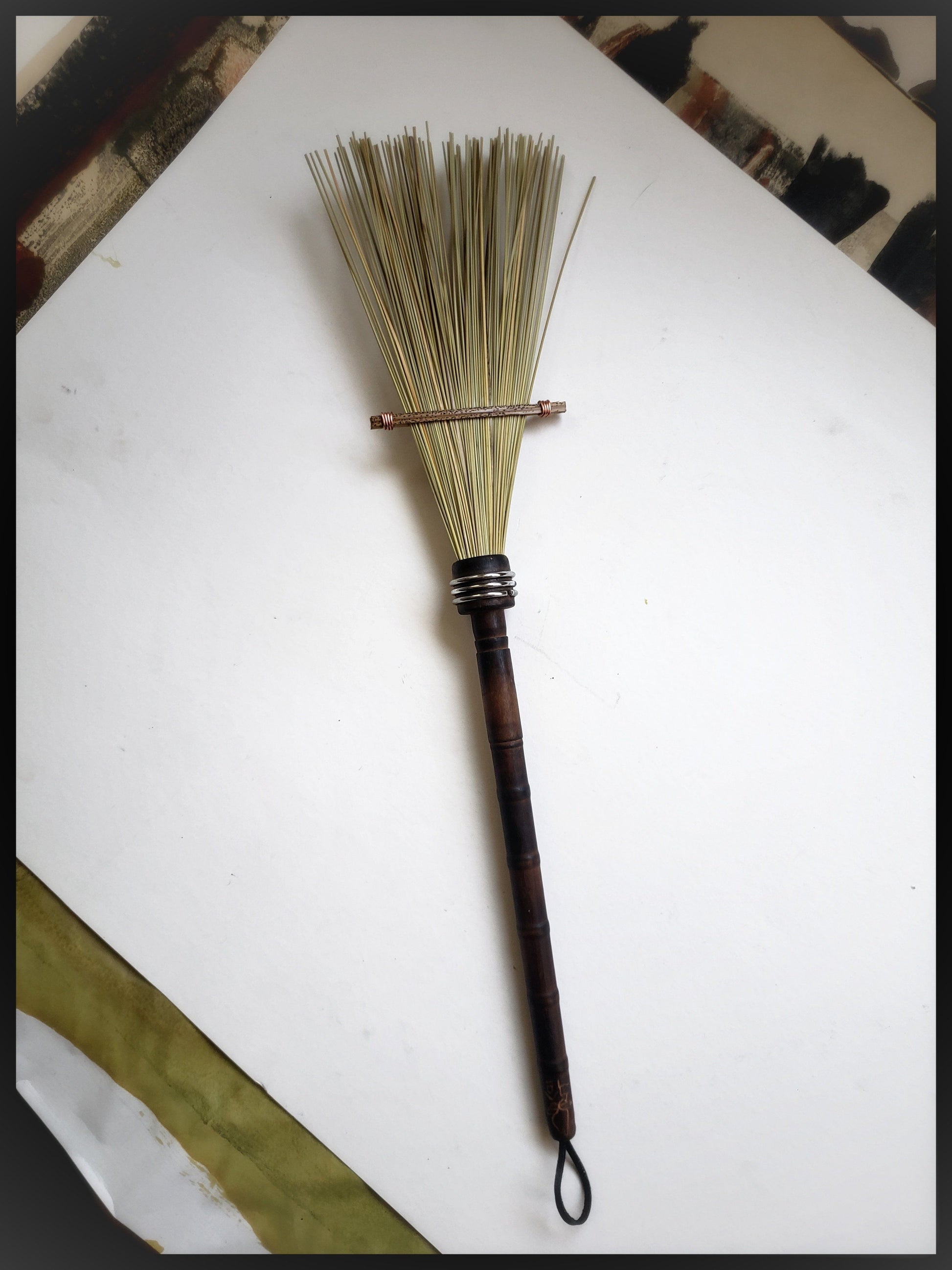 African Fiber Fan Paint Brush with Vintage Quill Bobbin Spool Handle –  Elizabeth Schowachert Art