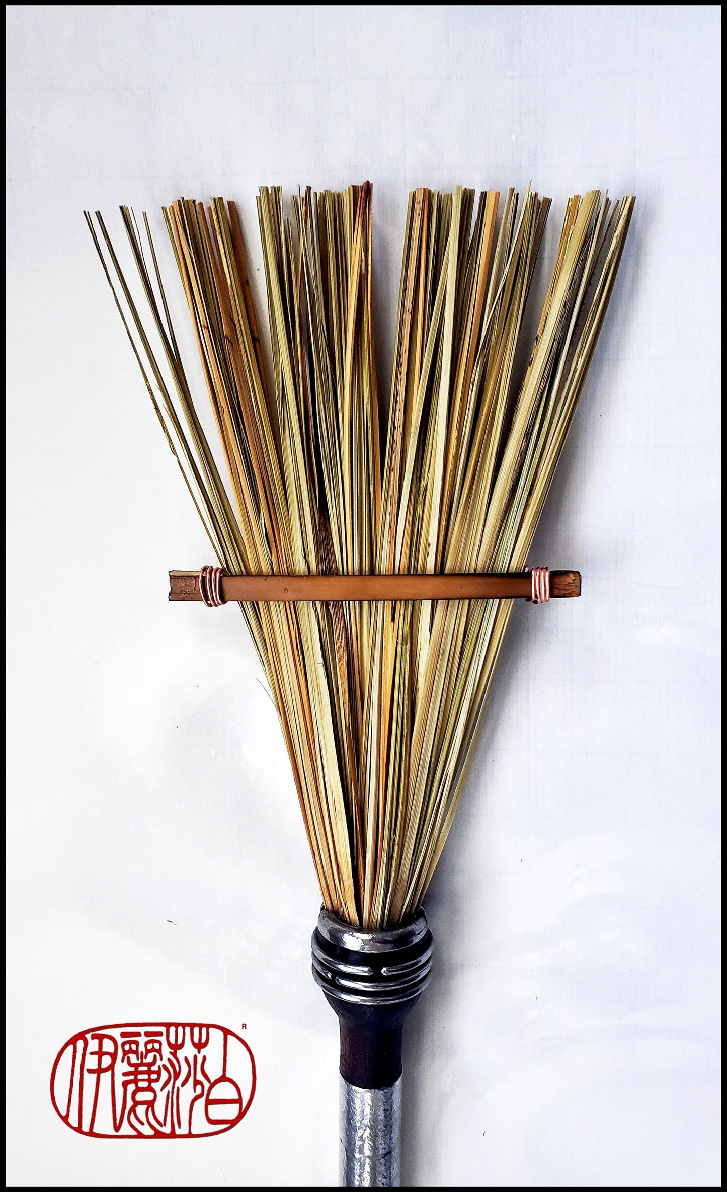 African Fiber Fan Paint Brush with Vintage Quill Bobbin Spool Handle Art Supplies Elizabeth Schowachert Art