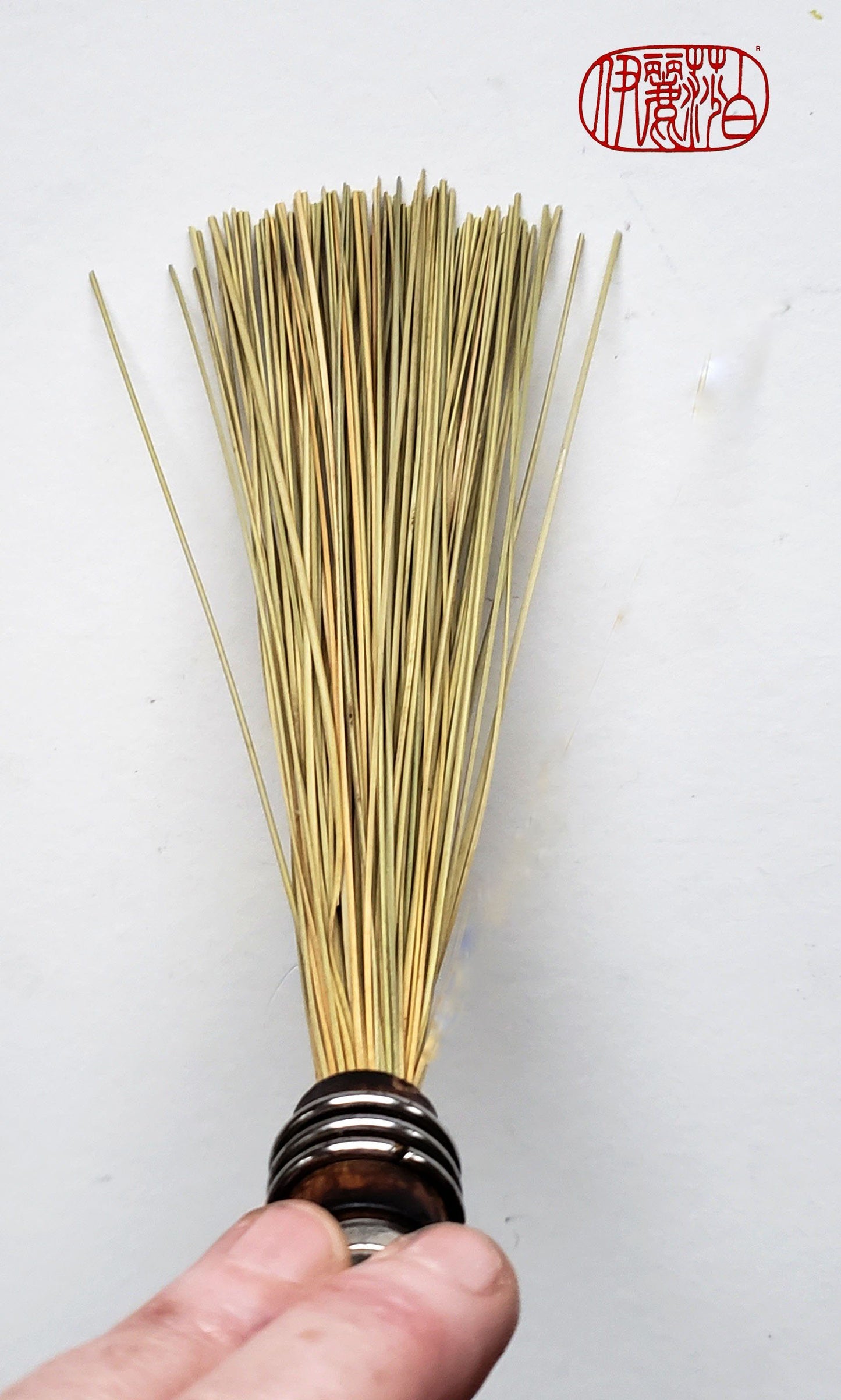 African Fiber Paint Brush with Vintage Quill Bobbin Spool Handle - Elizabeth Schowachert Art
