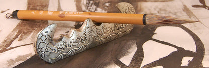 Asian Calligraphy Brush 8.75 inch Bamboo Handle 2.5 inch Natural Hair Bristles - Elizabeth Schowachert Art
