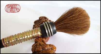 Auburn Horsehair Paint Brush with Wood Bobbin Handle #MPB101 Art Supplies Elizabeth Schowachert Art