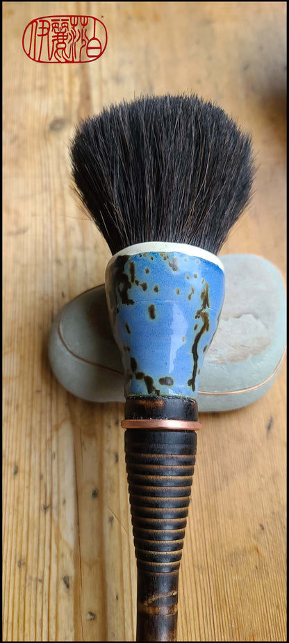 Black Horsehair Paint Brush with Wood Bobbin Handle Art Supplies Elizabeth Schowachert Art