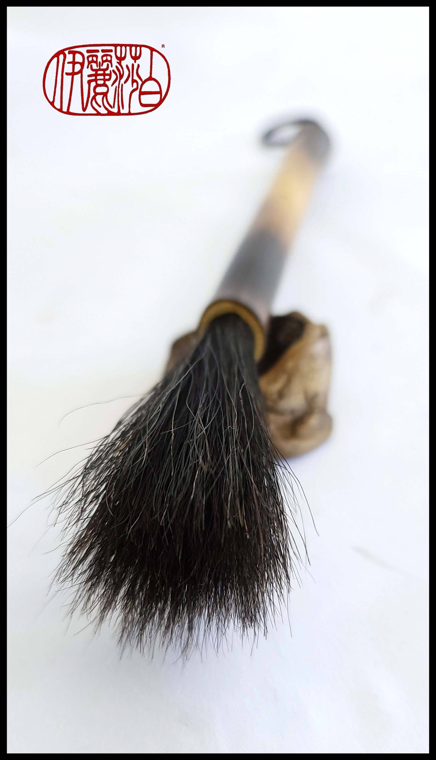Black Horsehair Sumi-e Paint Brush with Bamboo Handle and Driftwood Brush Rest Art Supplies Elizabeth Schowachert Art