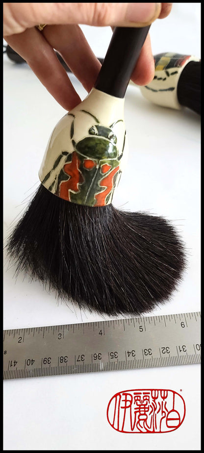 Black Horsehair Sumi-e Paint Brush with Ceramic Beetle Ferrule #102 Art Supplies Elizabeth Schowachert Art