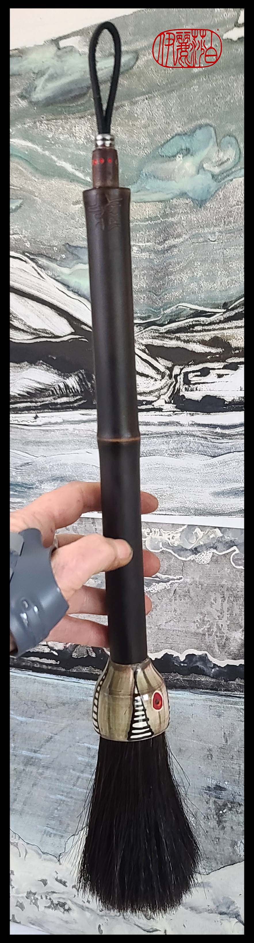 Black Horsehair Sumi-e Paint Brush with Ceramic Ferrule #115 Art Supplies Elizabeth Schowachert Art