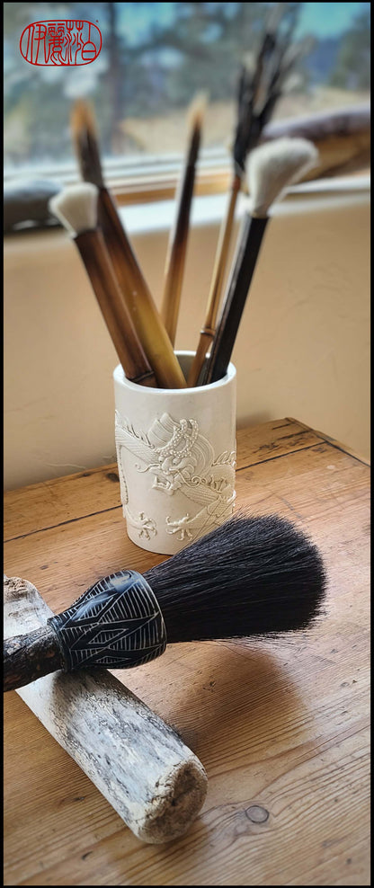 Black Horsehair Sumi-e Paint Brush with Ceramic Ferrule Art Supplies Elizabeth Schowachert Art
