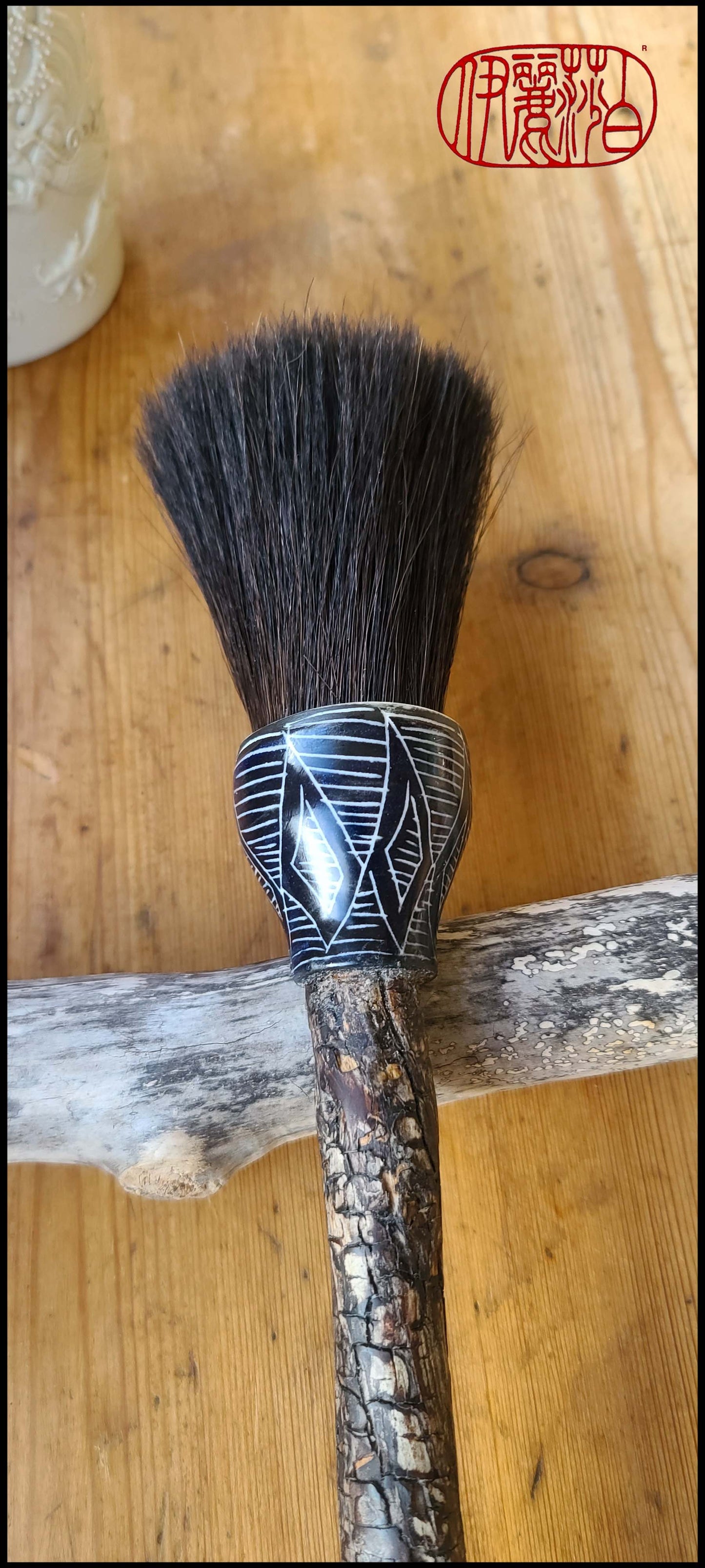 Black Horsehair Sumi-e Paint Brush with Ceramic Ferrule Art Supplies Elizabeth Schowachert Art