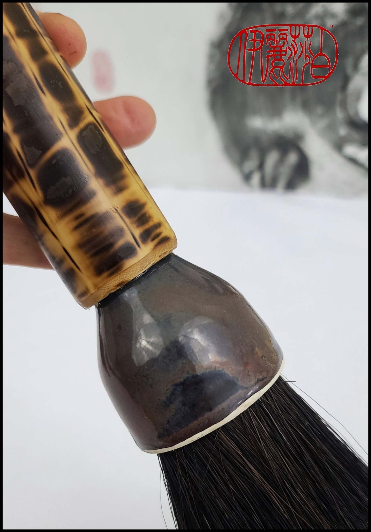 Black Horsehair Sumi-e Paint Brush with Ceramic Ferrule BHS #101 Art Supplies Elizabeth Schowachert Art