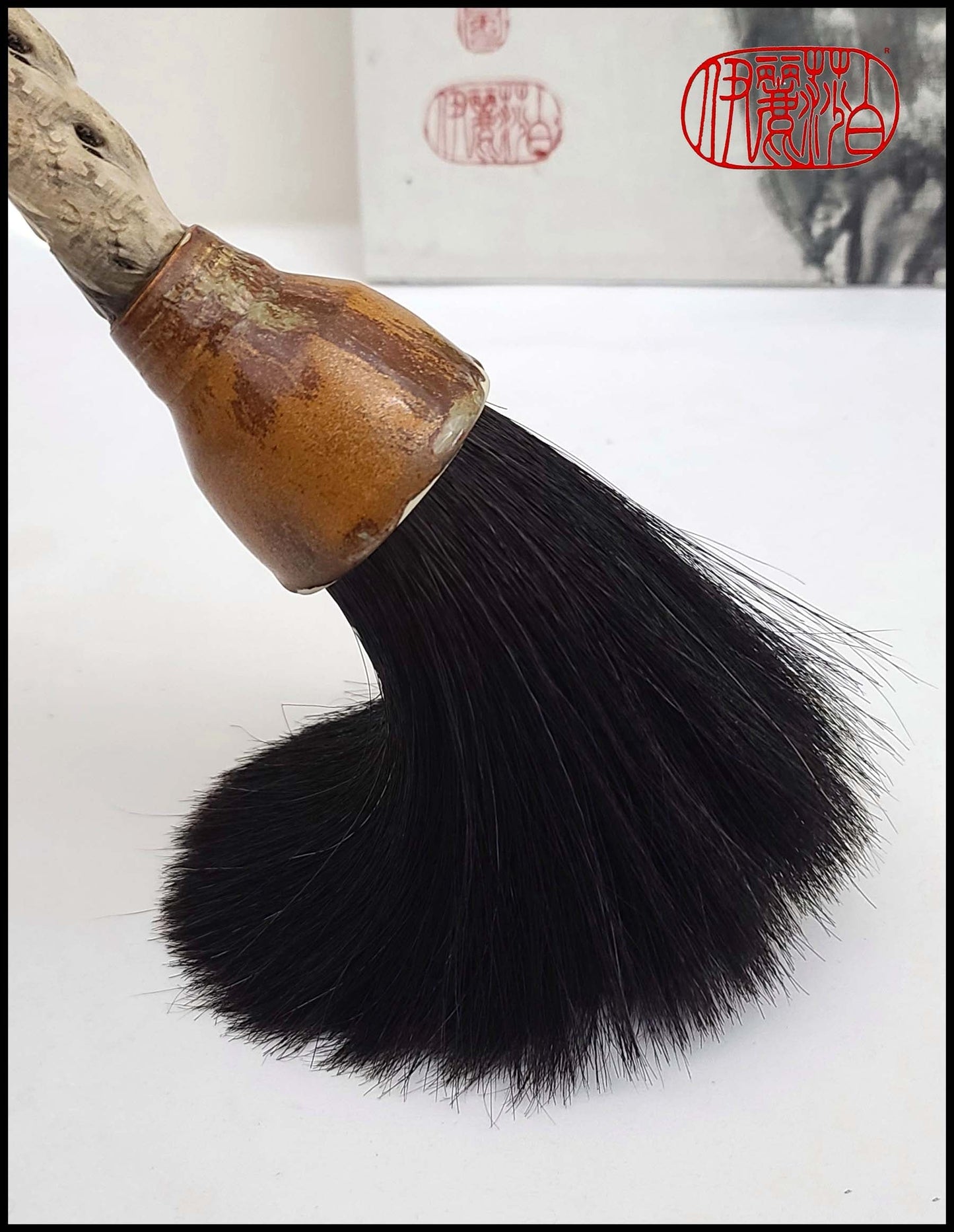Black Horsehair Sumi-e Paint Brush with Ceramic Ferrule BHS #109 Art Supplies Elizabeth Schowachert Art