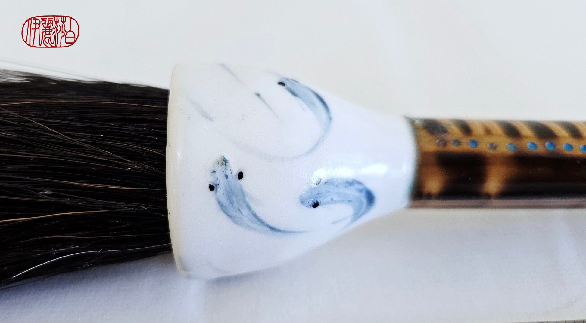 Black Horsehair Sumi-e Paint Brush With Ceramic Ferrule Paintbrush Elizabeth Schowachert Art