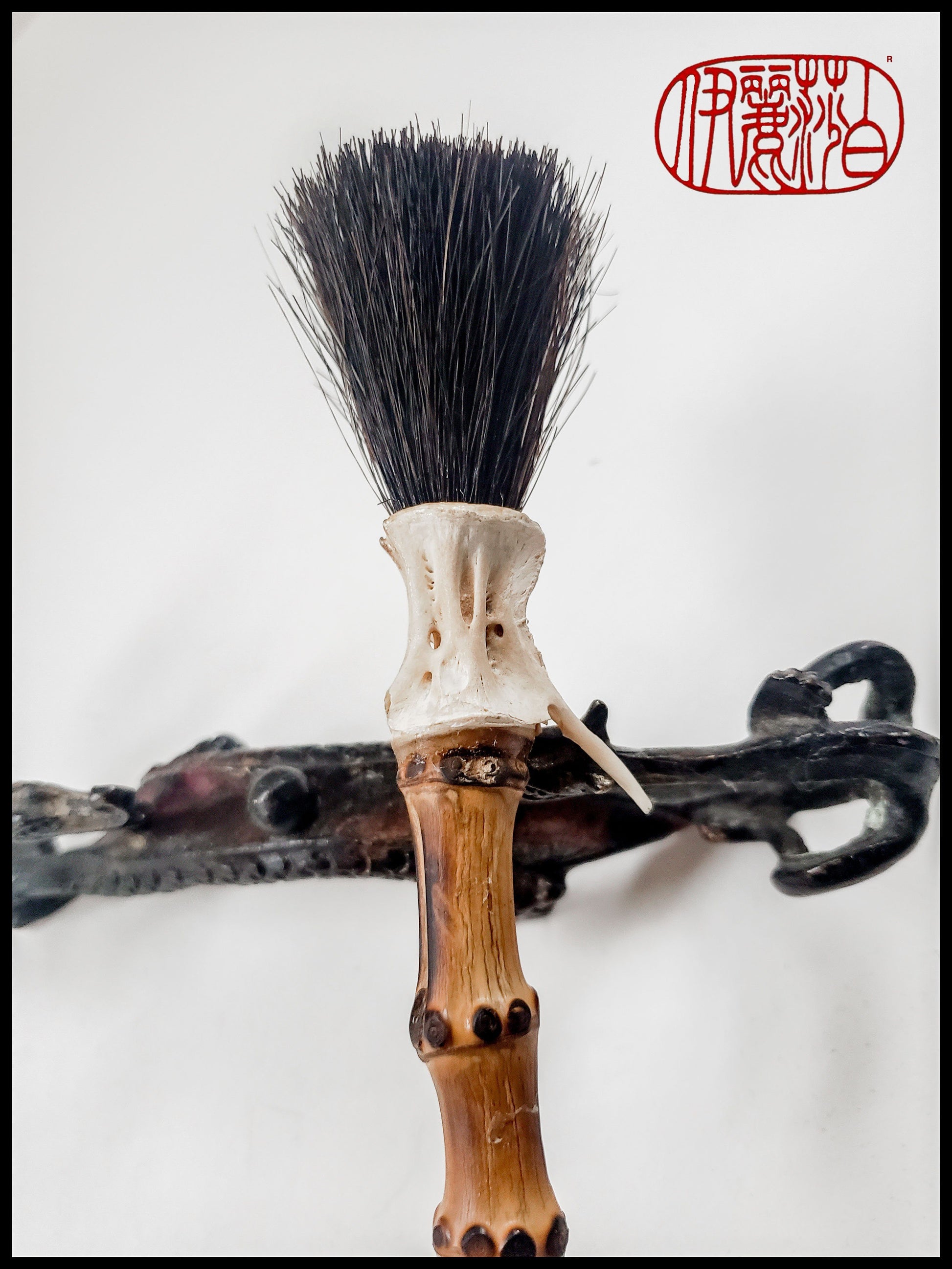 Large Black Horsehair Sumi-e Paint Brush With Ceramic Ferrule